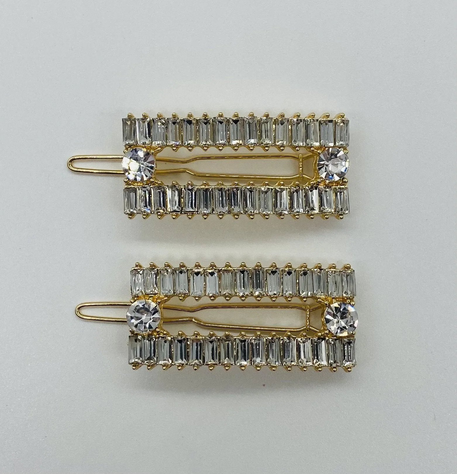Emerald Cut Rhinestones Barrette
