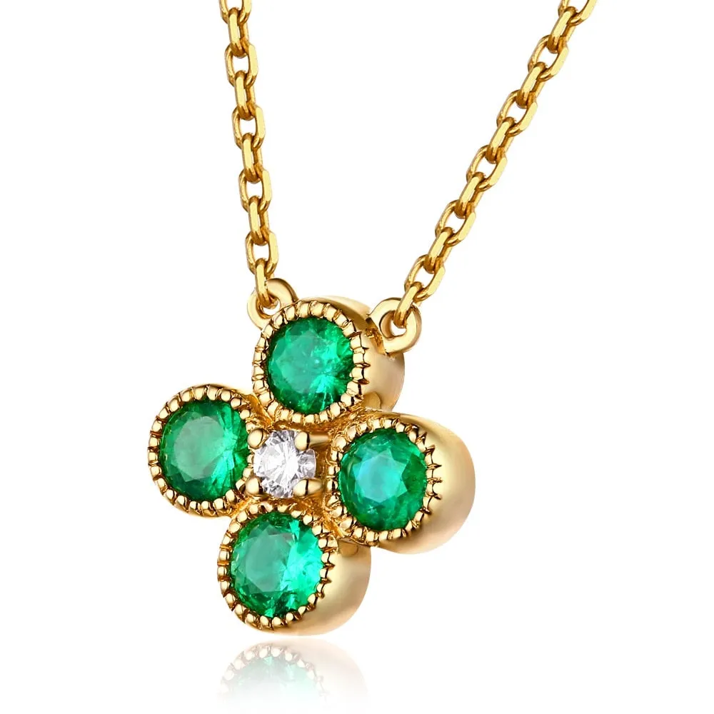 Emerald Green Diamond 18K Gold Chain Necklace