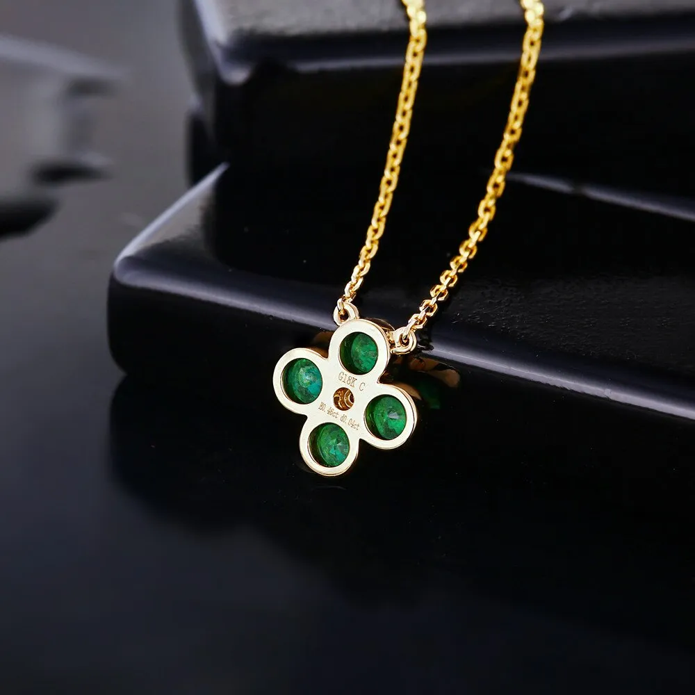 Emerald Green Diamond 18K Gold Chain Necklace