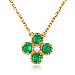 Emerald Green Diamond 18K Gold Chain Necklace