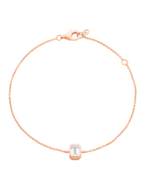 Emerald Solitaire Diamond Bracelet - 14K Rose Gold
