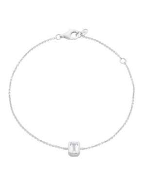 Emerald Solitaire Diamond Bracelet - 925 Sterling Silver
