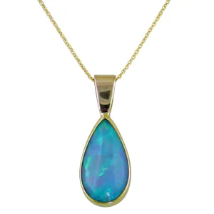 Ethiopian Opal Pear Shpe Necklace Pendant 22K & 14K Gold