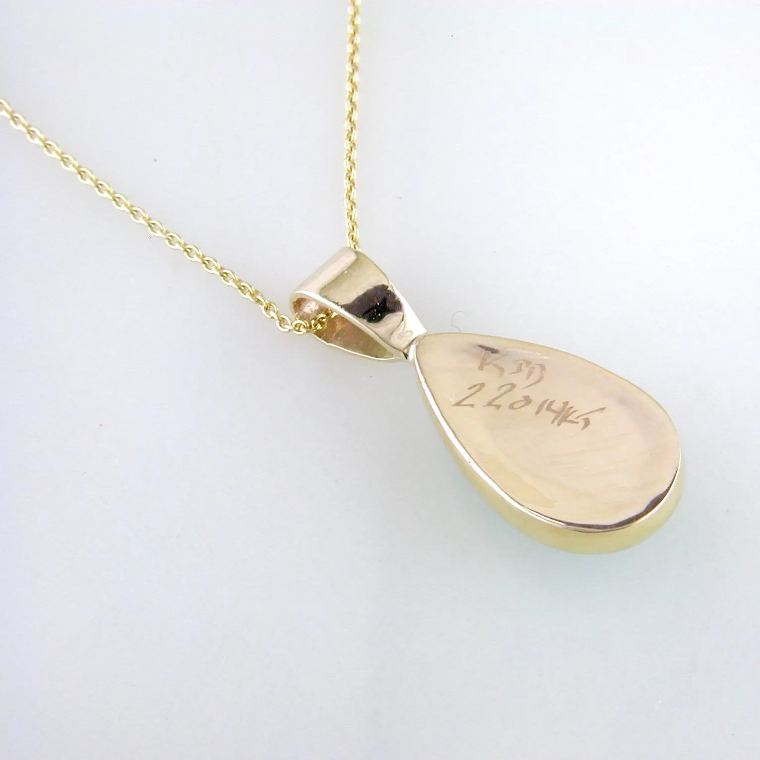 Ethiopian Opal Pear Shpe Necklace Pendant 22K & 14K Gold