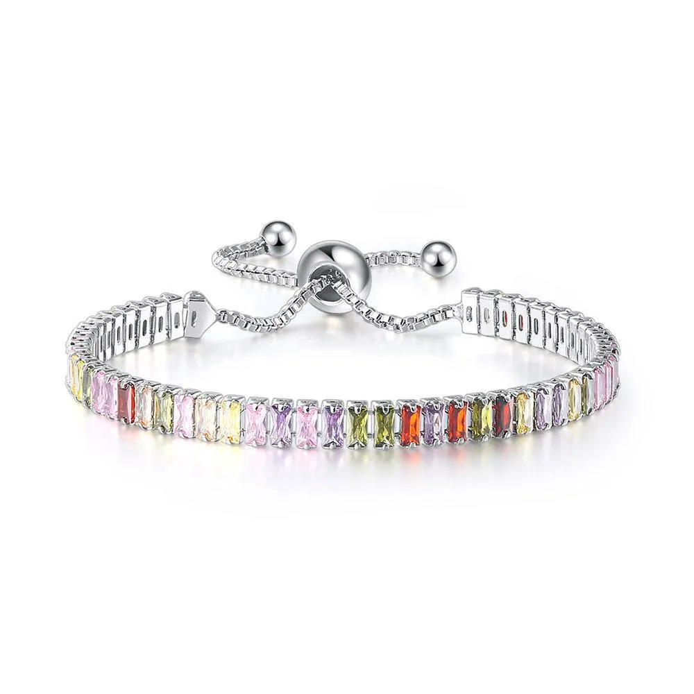 European and American Color Zircon Bracelet Female Fully-Jeweled Crystal Tennis Birthday Bracelet