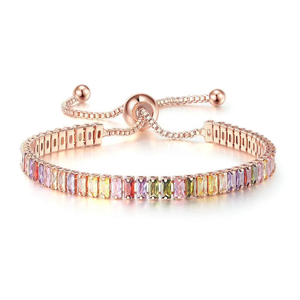 European and American Color Zircon Bracelet Female Fully-Jeweled Crystal Tennis Birthday Bracelet