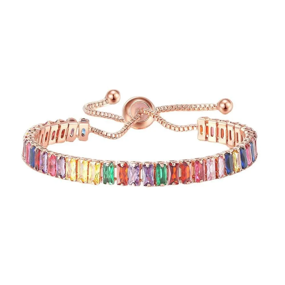 European and American Color Zircon Bracelet Female Fully-Jeweled Crystal Tennis Birthday Bracelet