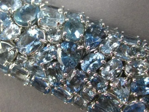 EXTRA LARGE 70.37CT AAA AQUAMARINE 18KT WHITE GOLD MULTI SHAPE CLUSTER BRACELET