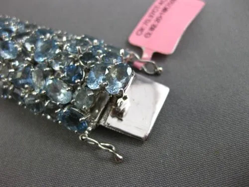 EXTRA LARGE 70.37CT AAA AQUAMARINE 18KT WHITE GOLD MULTI SHAPE CLUSTER BRACELET