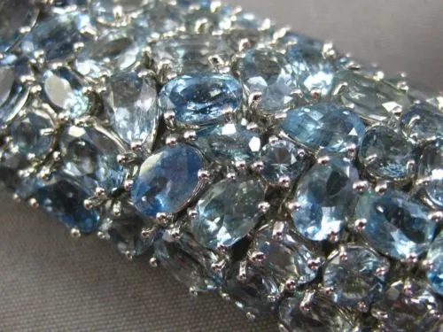 EXTRA LARGE 70.37CT AAA AQUAMARINE 18KT WHITE GOLD MULTI SHAPE CLUSTER BRACELET