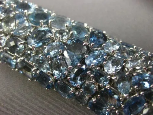 EXTRA LARGE 70.37CT AAA AQUAMARINE 18KT WHITE GOLD MULTI SHAPE CLUSTER BRACELET