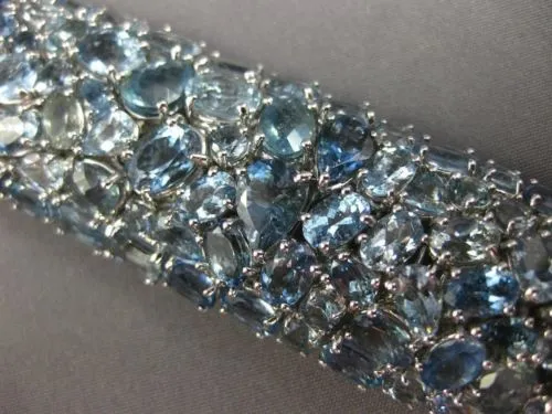 EXTRA LARGE 70.37CT AAA AQUAMARINE 18KT WHITE GOLD MULTI SHAPE CLUSTER BRACELET