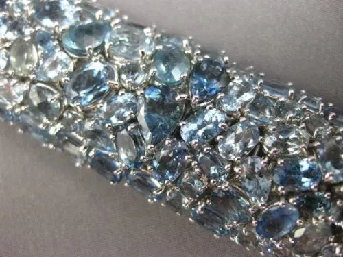 EXTRA LARGE 70.37CT AAA AQUAMARINE 18KT WHITE GOLD MULTI SHAPE CLUSTER BRACELET
