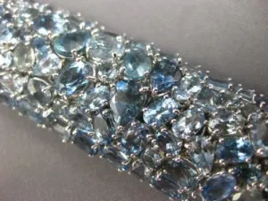 EXTRA LARGE 70.37CT AAA AQUAMARINE 18KT WHITE GOLD MULTI SHAPE CLUSTER BRACELET