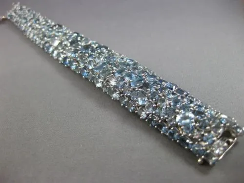 EXTRA LARGE 70.37CT AAA AQUAMARINE 18KT WHITE GOLD MULTI SHAPE CLUSTER BRACELET