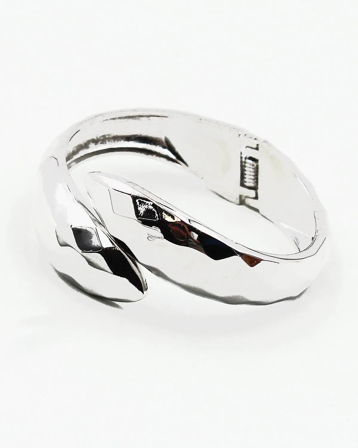 Faceted Shiny Metal Hinged Bangle