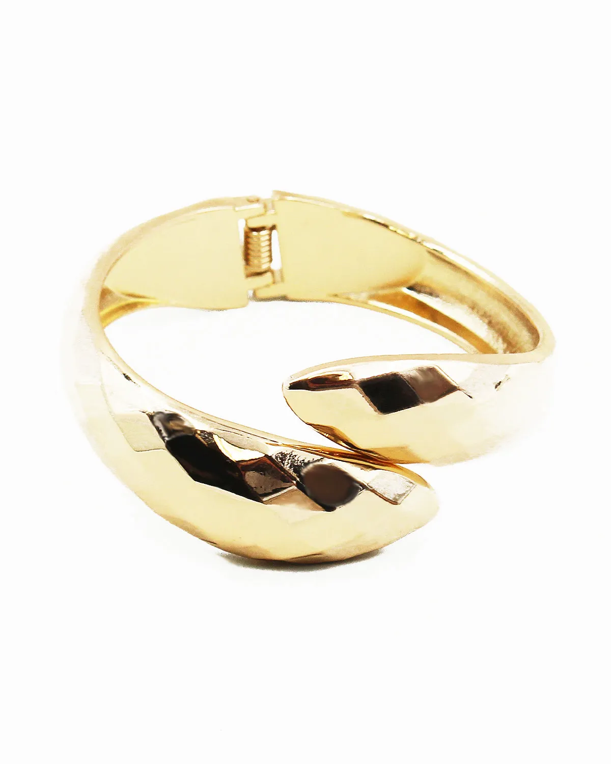 Faceted Shiny Metal Hinged Bangle