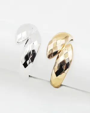 Faceted Shiny Metal Hinged Bangle