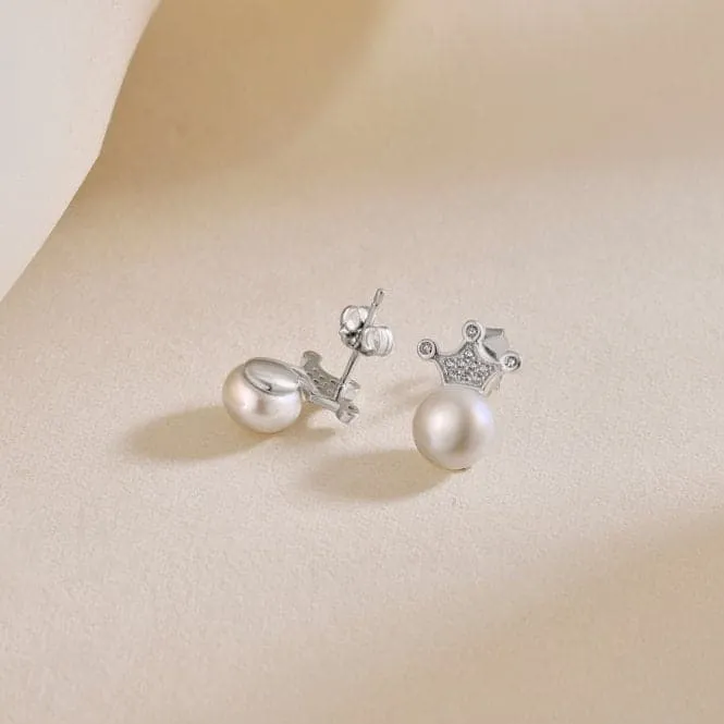Fresh Water Pearl Sparkling Crown Earrings ERLE074