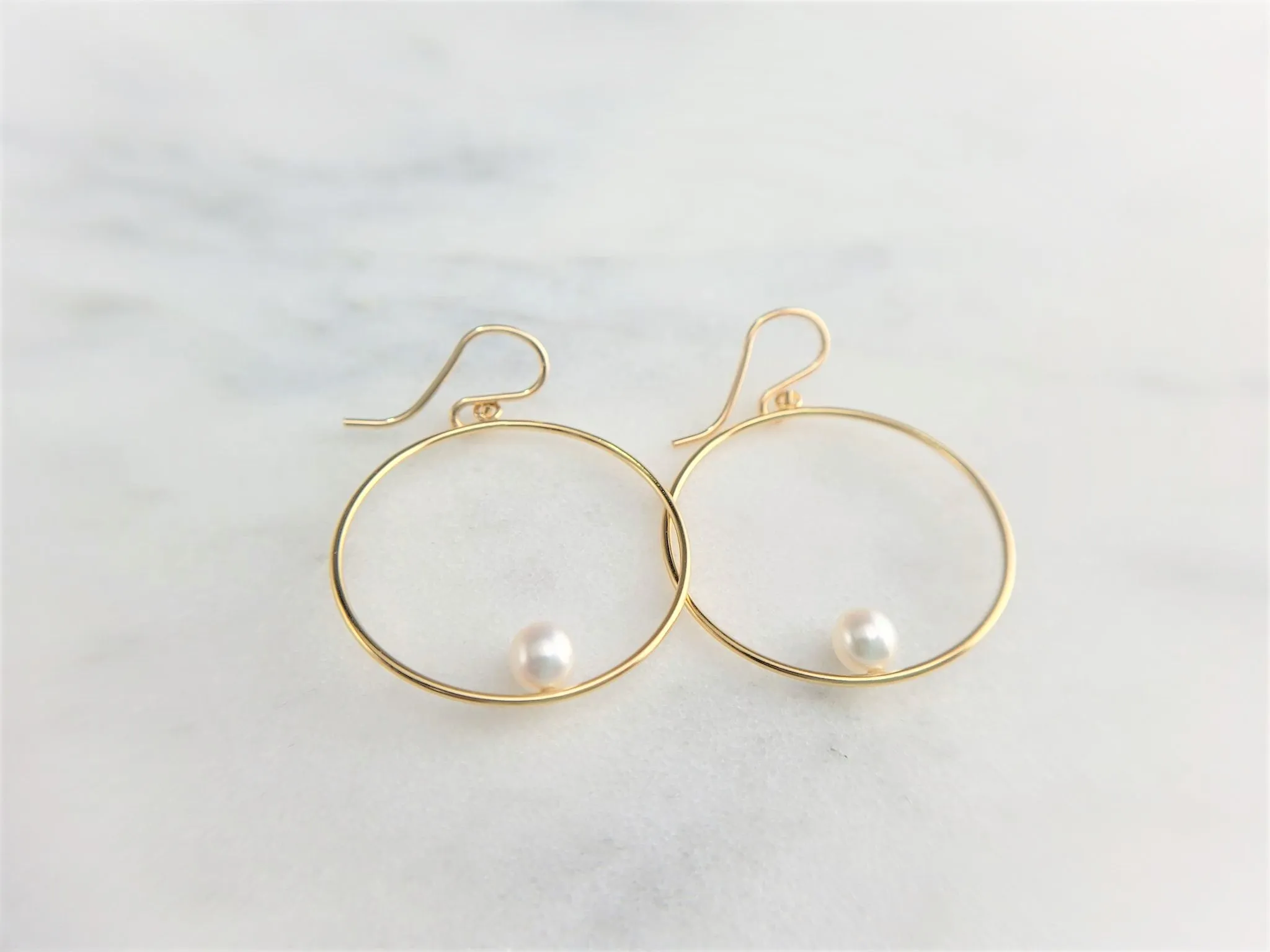 Freshwater Pearl Hoop Earrings, 1" Hoop Earrings