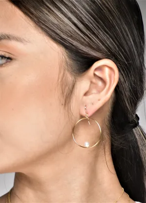 Freshwater Pearl Hoop Earrings, 1" Hoop Earrings