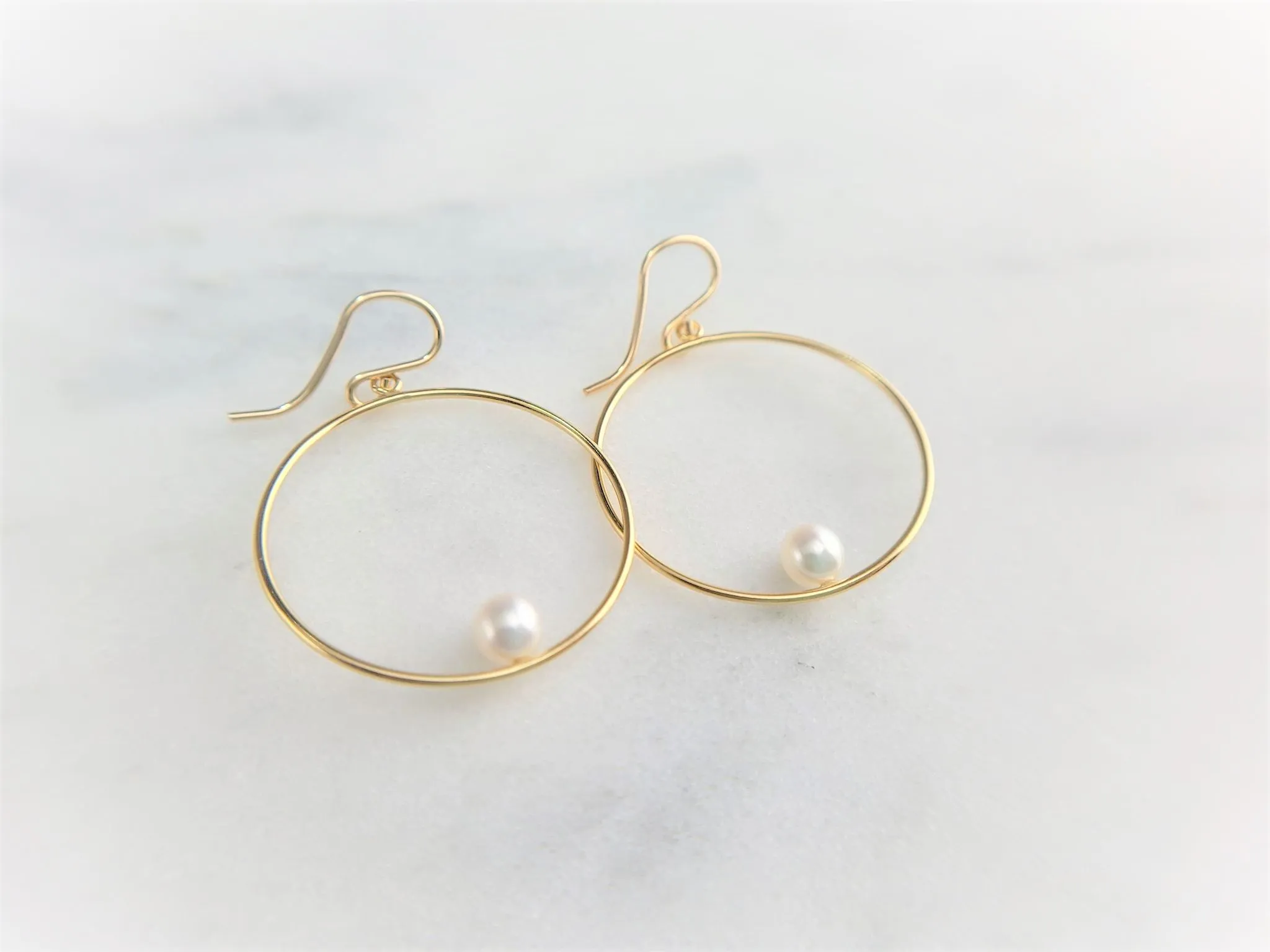 Freshwater Pearl Hoop Earrings, 1" Hoop Earrings
