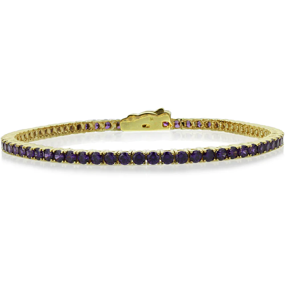 Gemstone Tennis Bracelet, Solid 14K Gold
