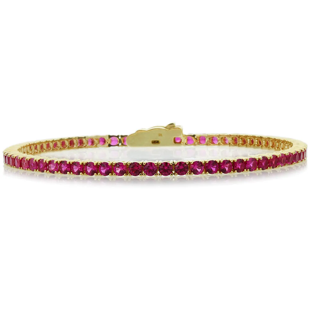Gemstone Tennis Bracelet, Solid 14K Gold