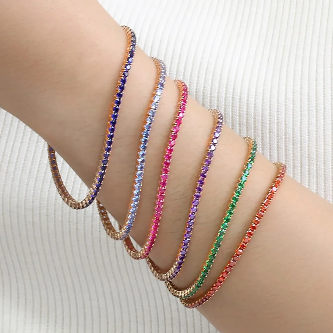 Gemstone Tennis Bracelet, Solid 14K Gold