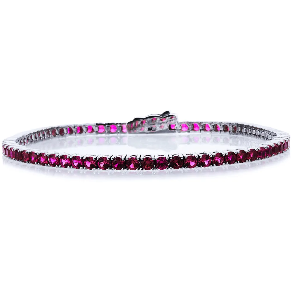 Gemstone Tennis Bracelet, Solid 14K Gold