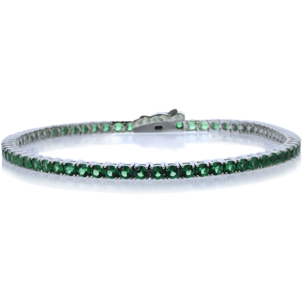 Gemstone Tennis Bracelet, Solid 14K Gold