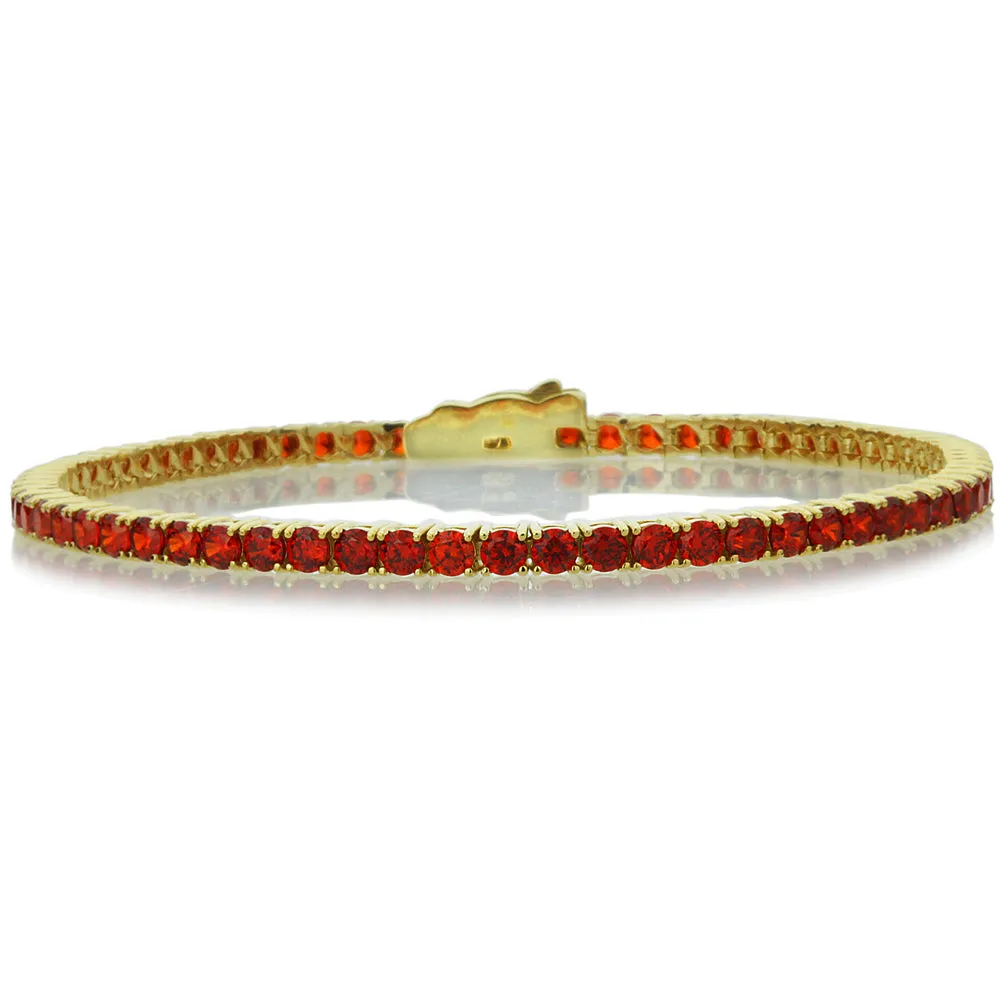 Gemstone Tennis Bracelet, Solid 14K Gold