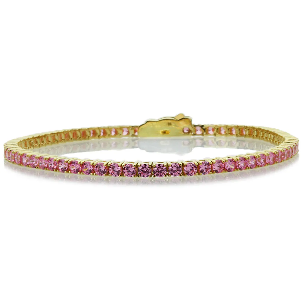 Gemstone Tennis Bracelet, Solid 14K Gold