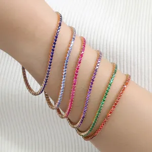 Gemstone Tennis Bracelet, Solid 14K Gold