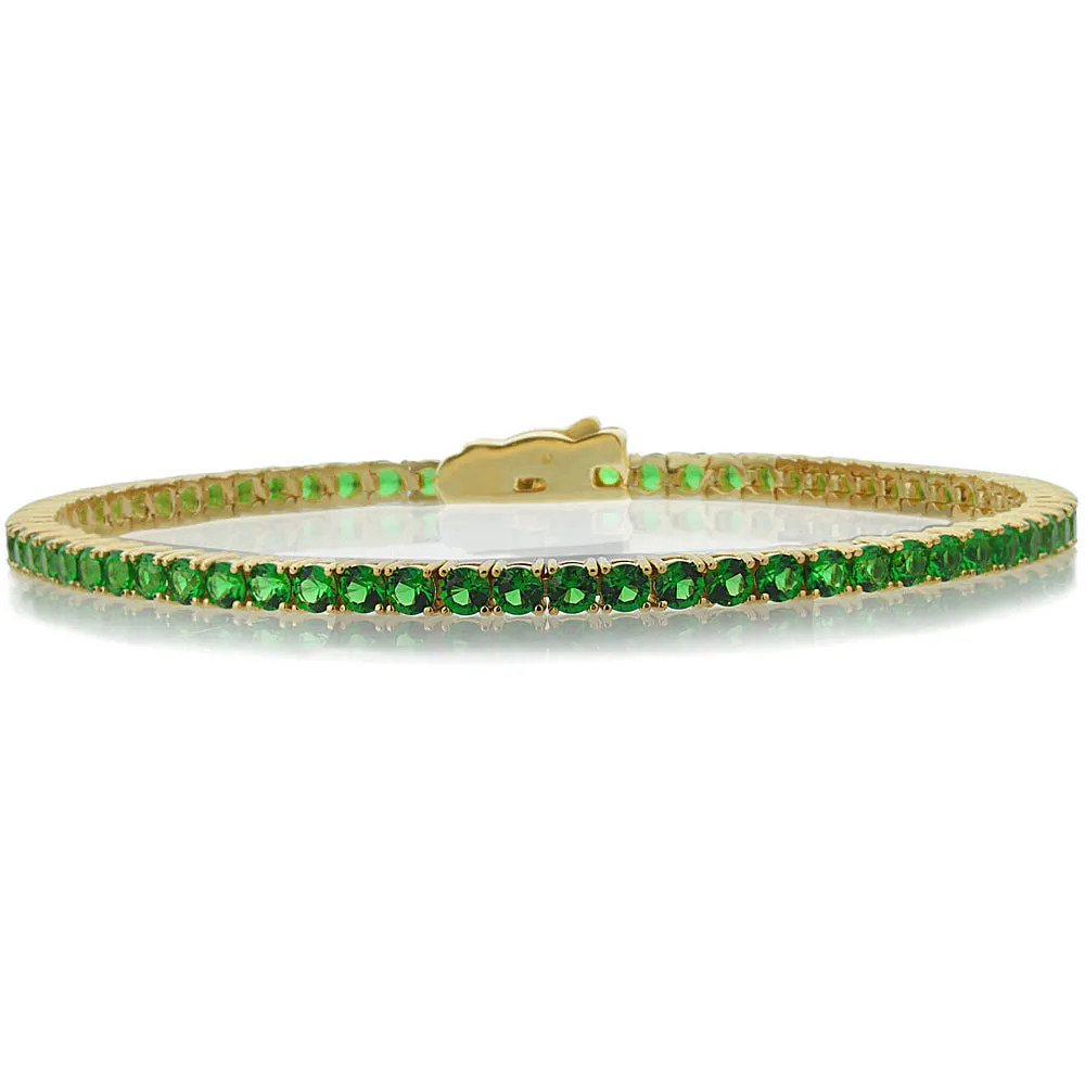 Gemstone Tennis Bracelet, Solid 14K Gold