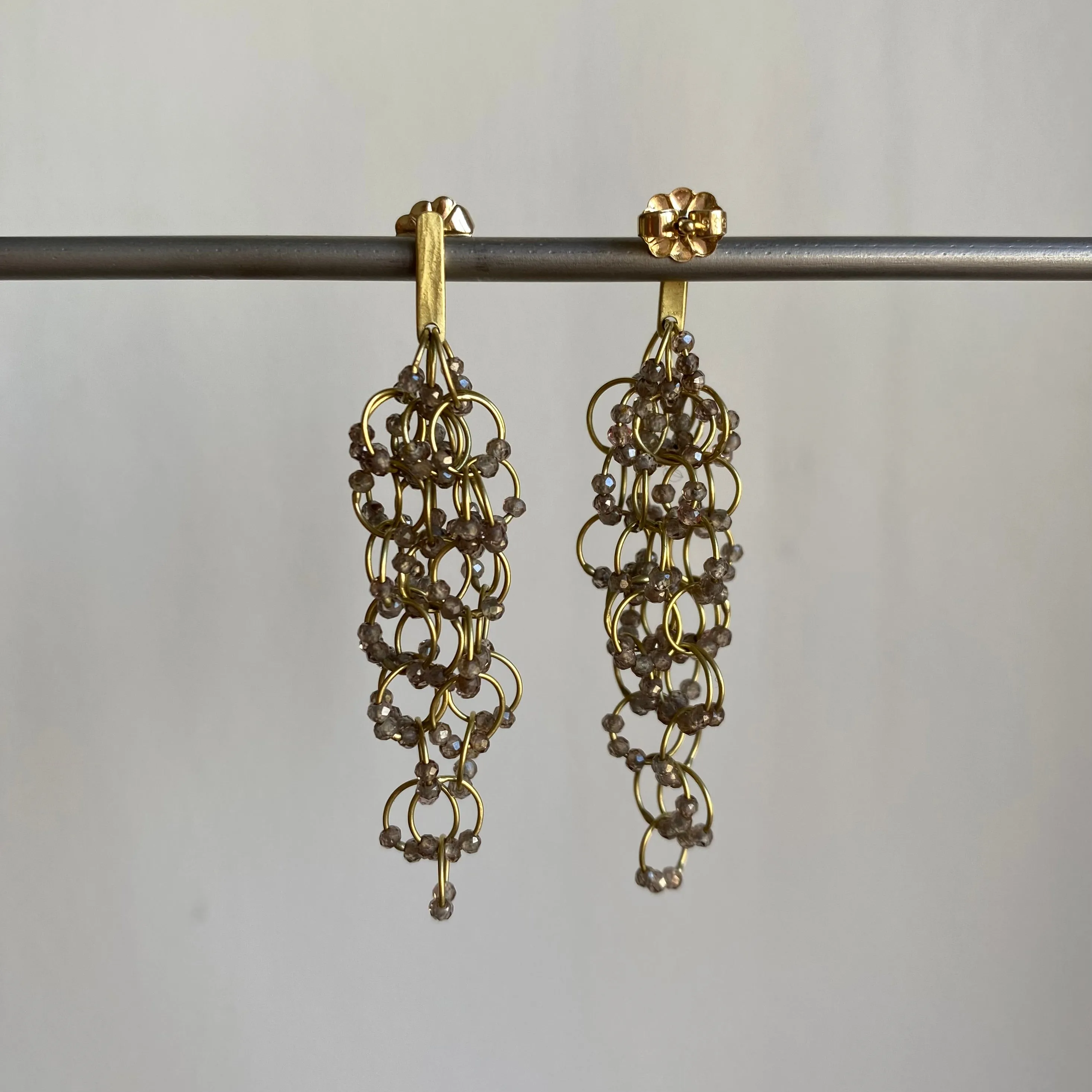 Gold & Zircon Delicate Tangle Earrings