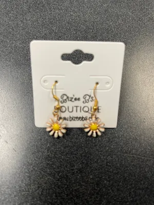 Gold Dangle Daisy Earrings