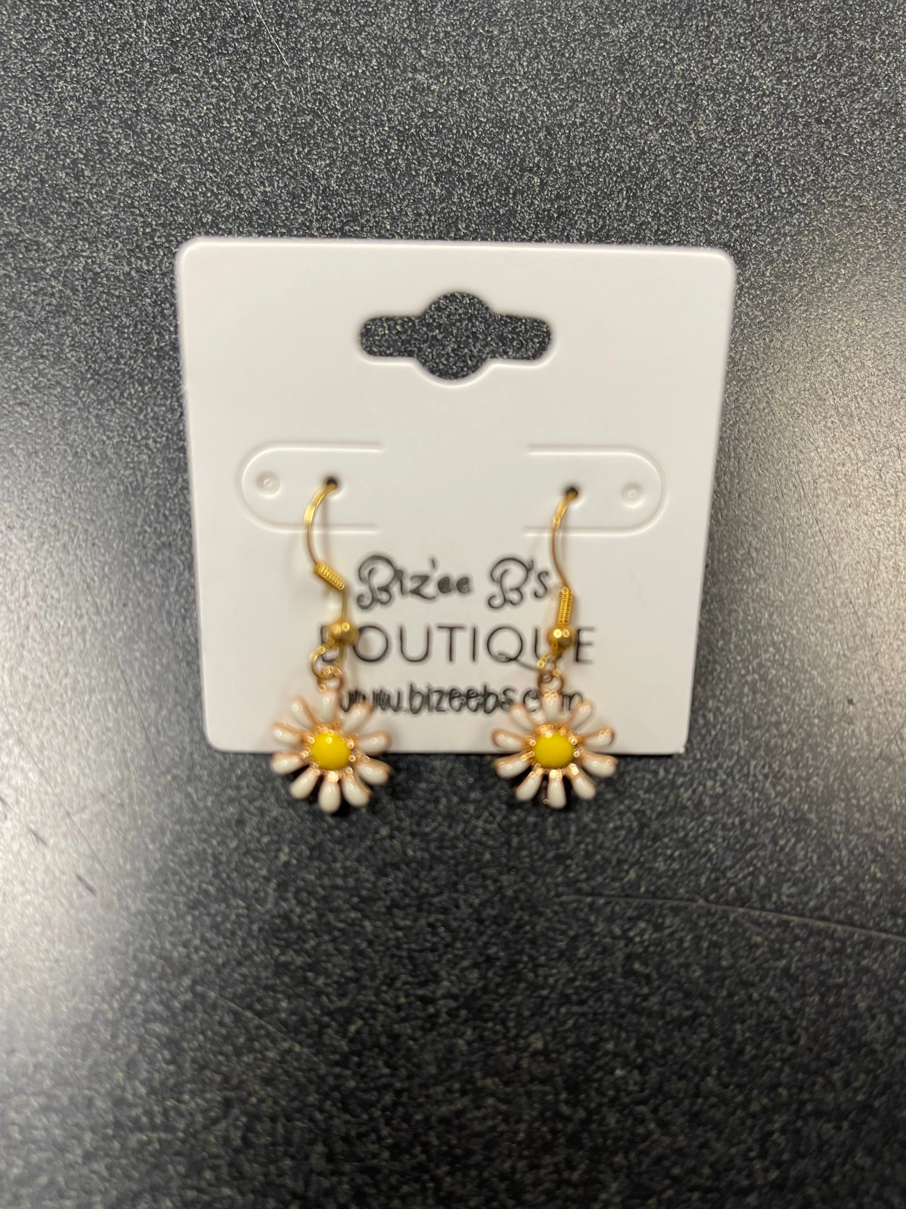 Gold Dangle Daisy Earrings