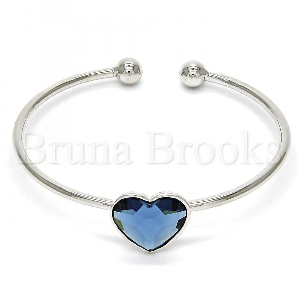 Gold Layered Individual Bangle, Heart Design, with Swarovski Crystals, Golden Tone