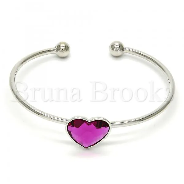 Gold Layered Individual Bangle, Heart Design, with Swarovski Crystals, Golden Tone