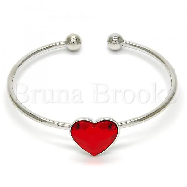 Gold Layered Individual Bangle, Heart Design, with Swarovski Crystals, Golden Tone