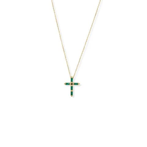 Gold Plated Green CZ Cross Pendant