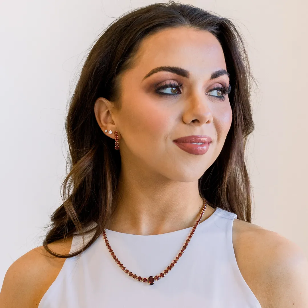Graduated Garnet Dangle Earrings