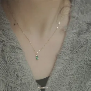 Green Crystal 925 Sterling Silver Necklace
