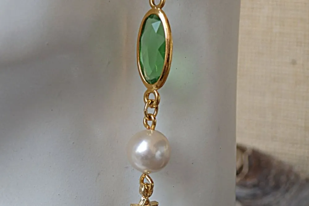 Green star jewish earrings