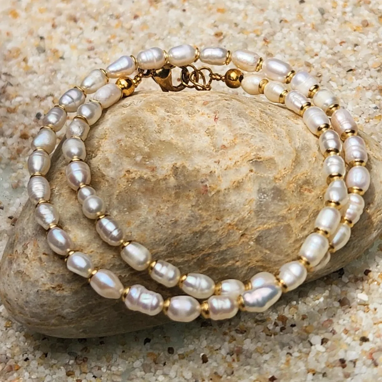 GRETA PEARL WATERPROOF 18K WRAP BRACELET OR CHOKER NECKLACE