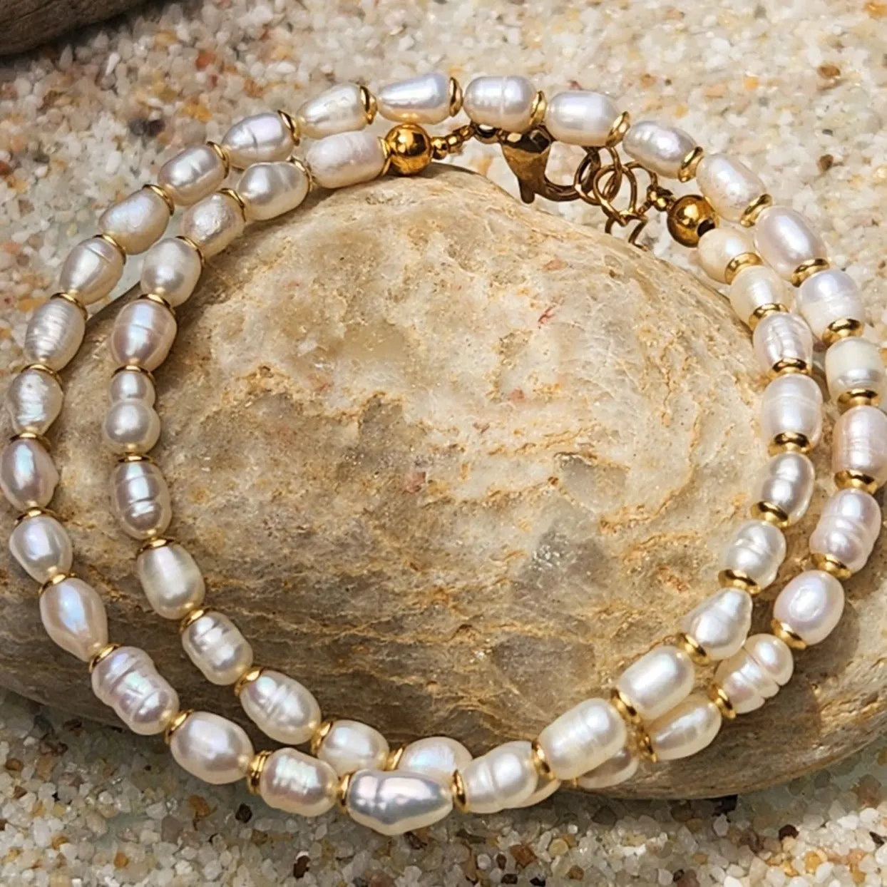 GRETA PEARL WATERPROOF 18K WRAP BRACELET OR CHOKER NECKLACE