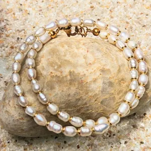 GRETA PEARL WATERPROOF 18K WRAP BRACELET OR CHOKER NECKLACE