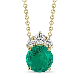 Grown Diamond & Emerald Necklace in 14K Yellow Gold
