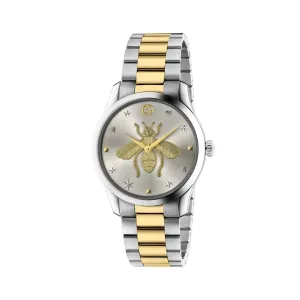 Gucci G-Timeless Two-Tone Stainless Steel Silver Dial 38mm Quartz